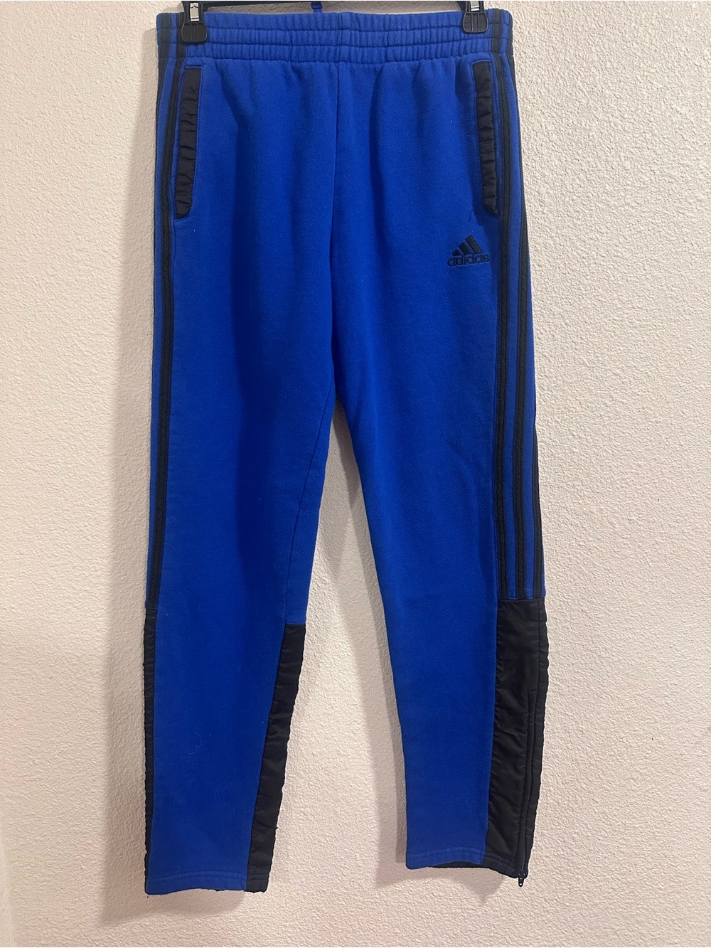 adidas Kids Royal Blue Fleece Joggers with Black Trim